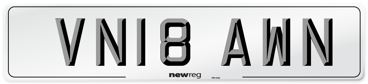 VN18 AWN Number Plate from New Reg